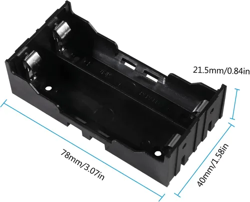 Vista 3 de 6 unids 18650 caja de batería titular 2 ranuras x 3.7 V 18650 caja de almacenamiento de batería, en paralelo negro baterías clip caja con pin