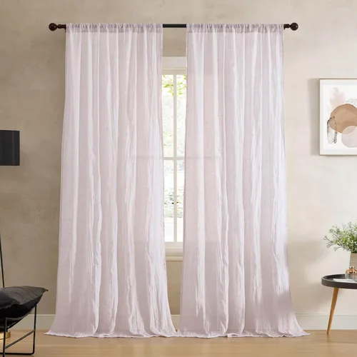 Vista 18 de French Connection - Cortina para ventana, juego de 2 paneles, semitransparente, decoración moderna del hogar, cortinas para sala de estar, comedor