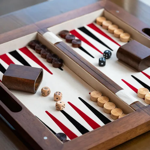Vista 8 de 15.5'' Deluxe Solid Wood 3-in-1 Chess Set: Portable Chess, Backgammon, and Checkers with Hollow Handle Box, Folding Board for Travel, Suitable for
