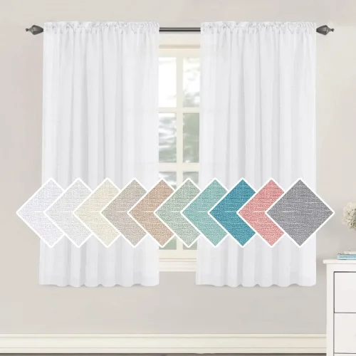 Vista 11 de H.VERSAILTEX - Cortinas de mezcla de lino natural semitransparentes, con bolsillo para cortinero, filtrado de luz, 2 paneles, para sala de estar Gris