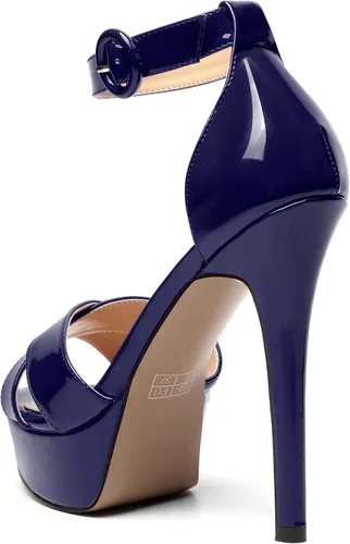 Vista 98 de MODENCOCO Sandalias de boda con correa de tobillo sexy para mujer, con plataforma y puntera abierta, tacón de aguja y tacón alto, zapatos de vestir