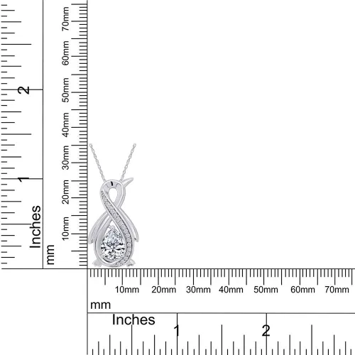 Vista 4 de Collar con colgante de pingüino de oro blanco de 14 quilates sobre plata de ley con cadena de 18.0in