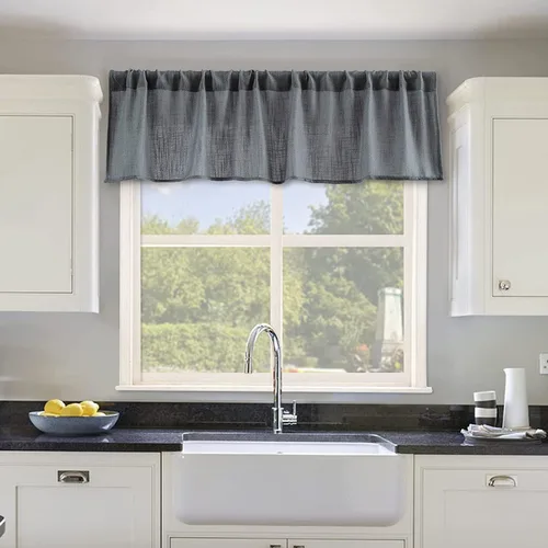 Vista 14 de Cozynight Cortinas de Niveles Transparentes Gris Oscuro de 24 Pulgadas de Largo, Tratamiento de Cortinas para Ventanas Pequeñas
