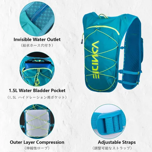 Vista 5 de JEELAD Hydration Running Vest Backpack 5L for Men Women Jogging Hiking Marathon Racing Cycling Outdoor
