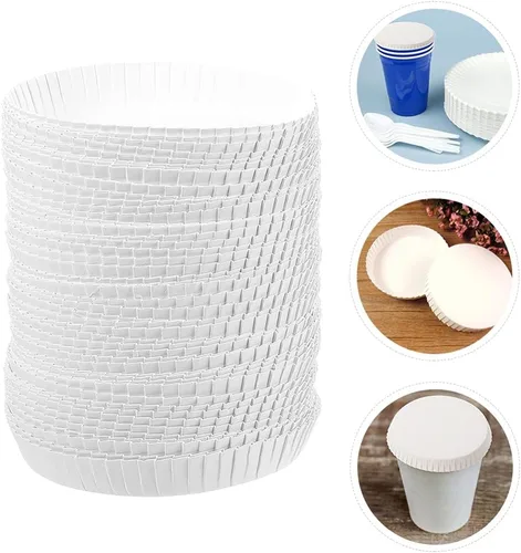 Vista 8 de Cabilock Fundas desechables para tazas, 100 unidades, tapas de papel de 2.55 pulgadas, tapas calientes para café, té, jugo en hoteles, restaurantes