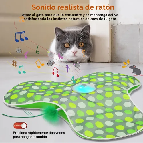 Vista 3 de umosis Juguetes interactivos para gatos recargables, moviendo plumas ocultas, chirriante de ratón real, juguete activado por tacto, juguetes