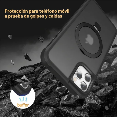 Vista 6 de SKYLMW - Funda compatible con iPhone 11 de 6.1 pulgadas, con soporte magnético invisible tipo anillo, funda translúcida de grado militar, compatible