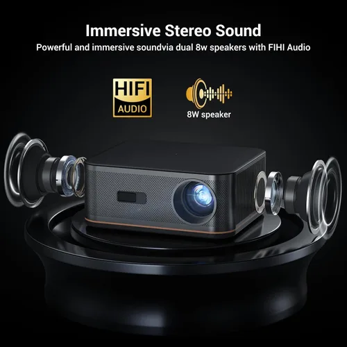 Vista 13 de Proyector de decodificación ANSI 4K 2000 con WiFi y Bluetooth, cine en casa de película HAPPRUN con enfoque automático, pantalla de 300 pulgadas