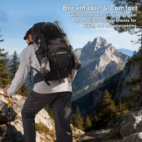 Vista 2 de N NEVO RHINO Mochila de senderismo con marco interno 40L con cubierta de Negro