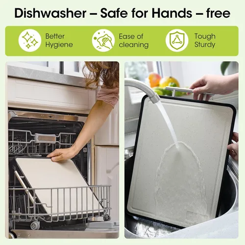Vista 3 de Tabla de cortar de acero inoxidable, tablas de cortar de acero de doble cara para cocina, tabla de cortar 316/PP puro de grado alimenticio