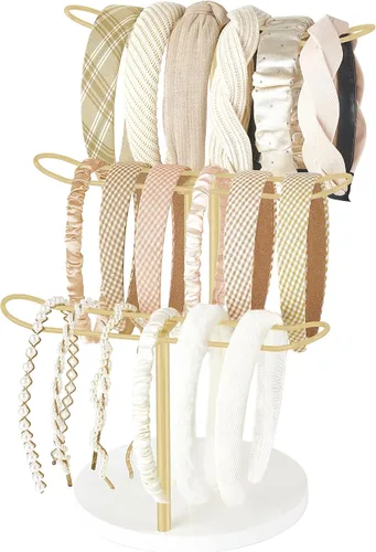 Vista 8 de Organizador con soporte para diademas Dahey de metal de 2 niveles, soporte de exhibición para aros para el pelo, organizador para diademas
