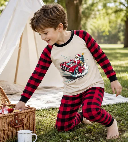 Vista 6 de HONGTEYA Conjunto de ropa de algodón de manga larga para niños y niñas 3-8T 1 coche de Navidad larga