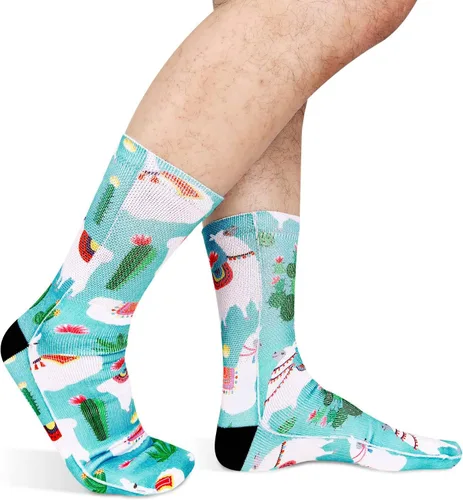 Vista 4 de Calcetines divertidos para hombre y mujer, diseño impreso en 3D, calcetines de vestir con diseño de animales para perros y gatos, calcetines de tubo