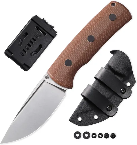 Vista 5 de Petrified fish PFP01F Beluga Cuchillo de hoja fija, hoja de satén N690 de 3.62 pulgadas, cuchillo de hoja fija G10/Micarta de 5.85 onzas para Negro