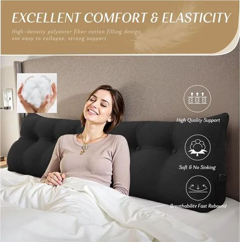 Vista 2 de Almohada de Cuña para Cabecero - Almohada Triangular para Cabecero de Cama, Almohada de Cuña para Descanso en la Cama, para Sentarse en la Cama