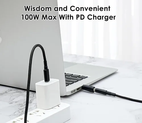 Vista 2 de Adaptadores USB C a CC, kit de enchufe de alimentación de 10 piezas, fuente de cargador universal de 100 W, cable de alimentación PD y conector