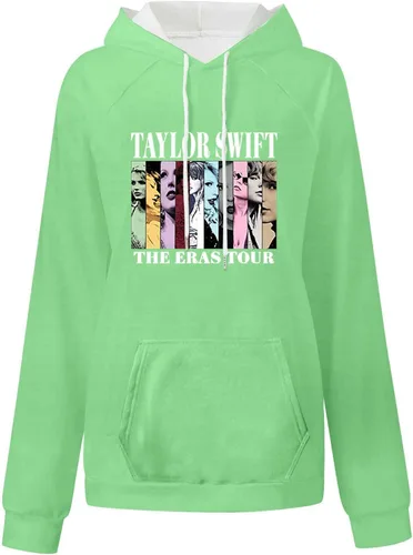 Vista 3 de Sudaderas con capucha para mujer con cordón y estampado de moda