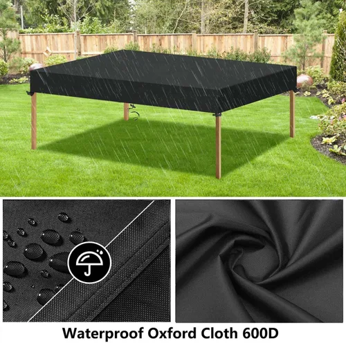 Vista 3 de Cubierta de mesa para exteriores, impermeable, 40 pulgadas de largo x 20 pulgadas de ancho x 4 pulgadas de alto, rectangular, 600D, anti-UV