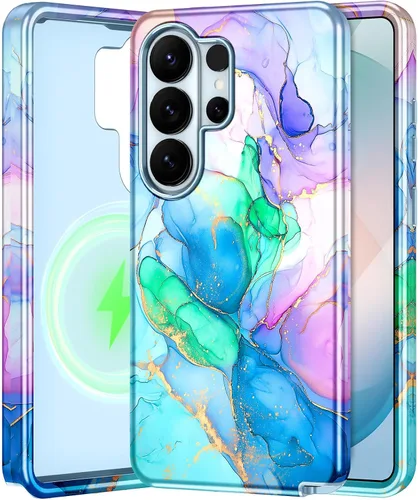 Vista 23 de Btscase para Samsung Galaxy S25, [Probado contra caídas de grado militar] Funda protectora de diseño de patrón de mármol, resistente, delgada