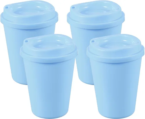 Vista 18 de uxcell 2 tazas reutilizables para café, 16 onzas, café de viaje, color azul Azul claro