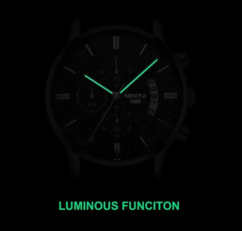 Vista 5 de NIBOSI Relojes para hombre, cronógrafo, vestido de negocios, reloj analógico de cuarzo, marca de lujo, fecha, reloj deportivo, Cronógrafo, reloj