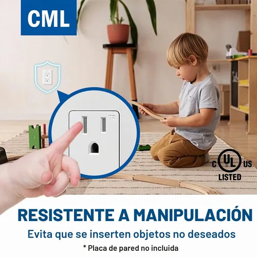 Vista 3 de CML 15 Amp Decorator - Salida de pared resistente a manipulaciones, paquete Blanco satinado