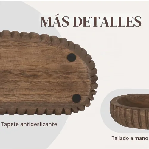 Vista 3 de Oakrain - Cuenco decorativo de madera para decoración del hogar, cuenco de masa rústico de 16 pulgadas