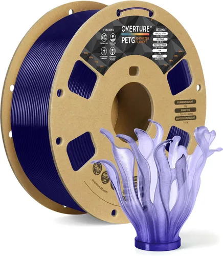 Vista 43 de OVERTURE - Filamento PETG de 1/16 de pulgada (1.75 mm) para impresora 3D y FDM, bien enrollado, duradero, carrete de 4.4 libras, dureza firme