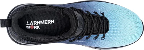 Vista 4 de LARNMERN - Zapatos de trabajo antideslizantes para hombre, impermeables, resistentes al agua, diseño deportivo sin cordones, para caminar ideales
