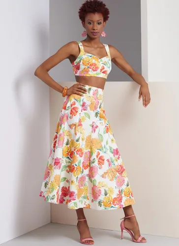Vista 5 de Vogue Misses' - Brasier forrado, falda acampanada y pantalones con patrón de costura, código de diseño V1961, tallas 4-6-8-10-12