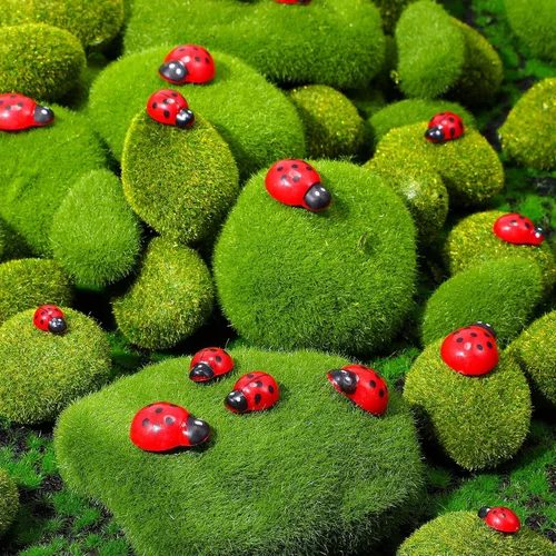 Vista 7 de Hicarer 100 piezas de decoración de mariquita para manualidades, mini resina de mariquita plana, colgantes de epoxi, pequeños adornos con caja