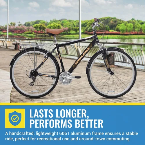Vista 5 de Kent International Springdale Hybrid Bicycle - 700c Hybrid Bike with 21-Speed Rear Shimano Derailleur Drivetrain - Lightweight Mountain Bike with