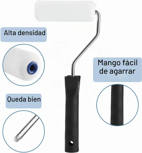 Vista 3 de Bates- Kit de rodillos de pintura de espuma, 4 pulgadas, paquete de 3 cubiertas de espuma de alta densidad para un acabado liso, ideal