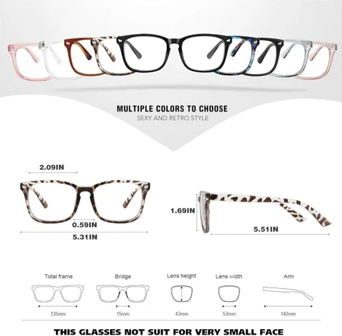 Vista 5 de WOWSUN Unisex Stylish Nerd Non-prescription Glasses, Clear Lens Eyeglasses Frames, Fake Glasses