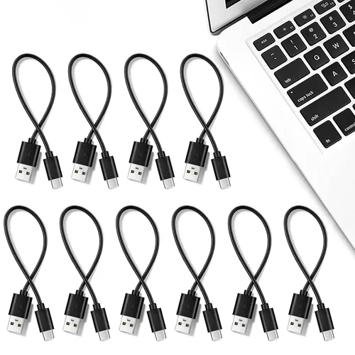 Vista 3 de Cable corto USB A a USB C de 1 pie, paquete de 10 cables USBA a USBC a