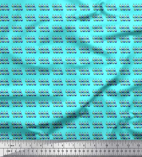 Vista 21 de Soimoi The Yard - Tela de algodón azul batista – 42 pulgadas de ancho – Camisa de cigüeña – Estilo inspirado en la naturaleza con estampado de Aqua
