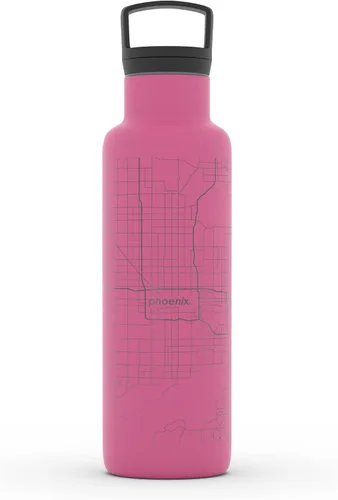 Vista 146 de Well Told Botella de agua aislada con mapa de Washington DC grabado, botella de acero inoxidable grabada (21 onzas, blanco) botella aislada de mapa