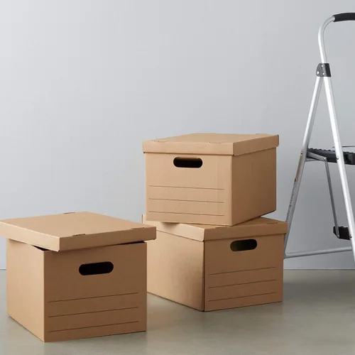 Vista 7 de Amazon Basics Cajas de mudanza con asas y tapas, 15x10x12 pulgadas, Marrón, Paquete de 20