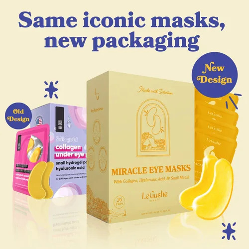 Vista 8 de LE GUSHE Parches de oro para debajo de los ojos para ojos hinchados y ojeras (20 pares) - Mascarillas de colágeno hidratantes para debajo