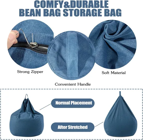Vista 3 de Morbuy Puf para niños y adultos (sin relleno), funda suave y perezosa para sofá cama, lavable, almacenamiento de gran tamaño para interiores y Marrón