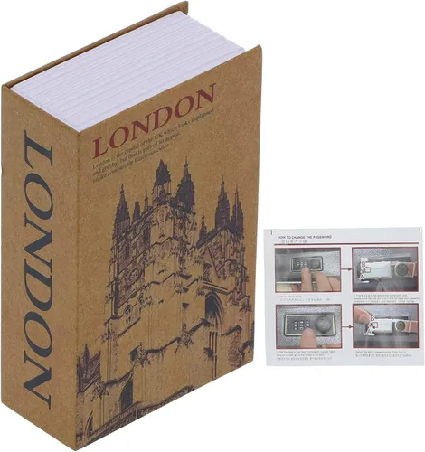 Vista 5 de Caja fuerte de metal para libros, caja de almacenamiento de libros, secreto seguro oculto con cerradura de combinación, caja de ocultar dinero