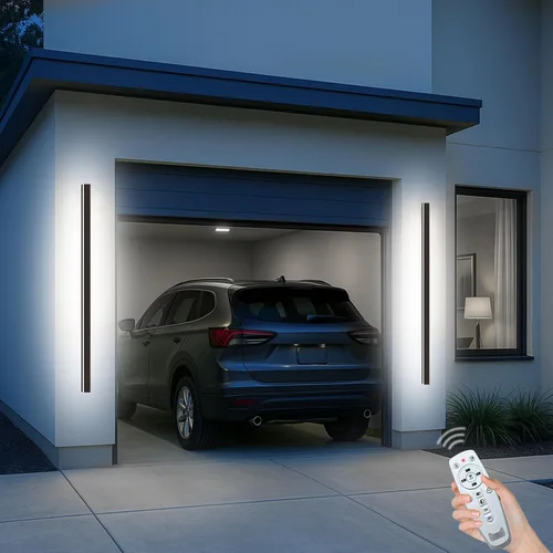 Vista 19 de Luces de pared modernas para exteriores de 39 pulgadas, 2700 K-6500 K, aplique de pared al aire libre regulable seleccionable con control remoto