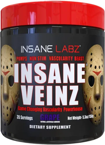 Vista 6 de Insane Labz Insane Veinz - Polvo no estimulante potenciador de óxido nítrico, cargado con sulfato de agmatina y betaína anhidra, aumenta