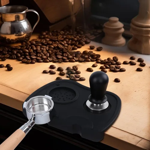 Vista 7 de Tapete para manipulación de café expreso, de gel de silicona, color negro, antideslizante, para barista, hogar, cocina, oficina, tienda, impermeable