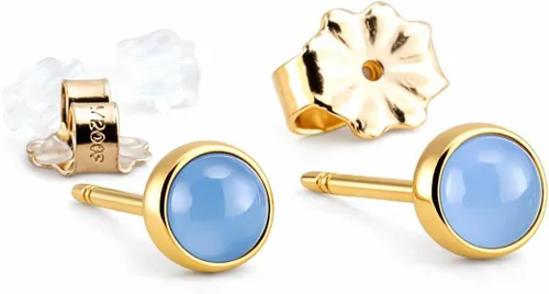 Vista 16 de Juego de aretes pequeños de oro con bisel, bola para cartílago, tragus, hélice, múltiples joyas hipoalergénicas de piedra natal para mujer
