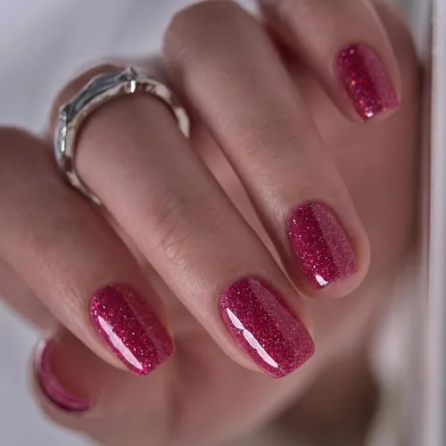 Vista 48 de CurvLife Uñas postizas cuadradas cortas a presión, terciopelo degradado Paris Script