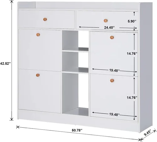Vista 2 de Gabinete de zapatos para entrada, organizador de almacenamiento de zapatos con cajones, gabinete de almacenamiento de zapatos moderno independiente
