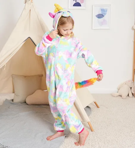 Vista 2 de Cos Time Pijama de una pieza de unicornio para niños, disfraz de Halloween