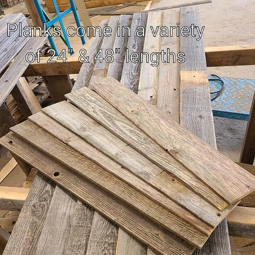 Vista 3 de Rockin' Wood Tablones de Madera Real con Aplicación de Clavos, Rústica Recuperada Naturalmente Desgastada, Madera de Granero, Paneles Decorativos