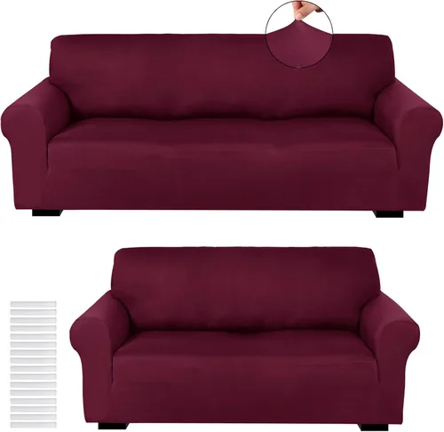Vista 21 de Peryiter Juego de 2 fundas para sofá de dos plazas Fundas para muebles para sala de estar para sofá, sillón, ajuste elástico, a prueba de arrugas